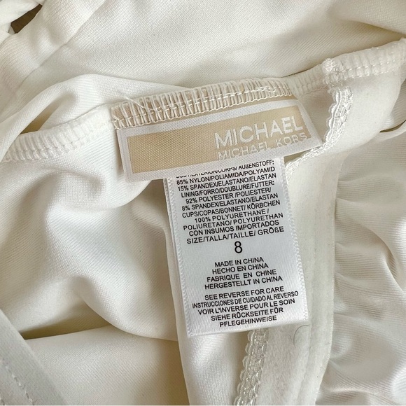 MICHAEL KORS BACK LACE UP ONE PIECE SWIMSUIT WHITE SWIMWEAR SIZE 8 NWOT - Picture 8 of 9